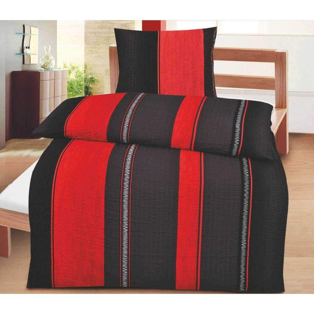 optidream Microfaser-Bettwäsche - rot-schwarz - 135x200 cm