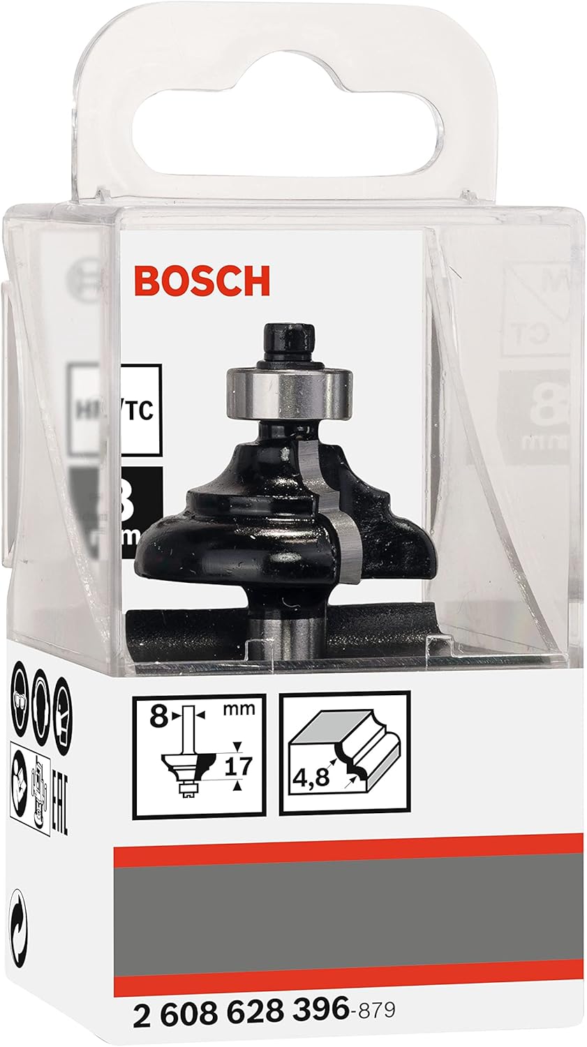 Bosch Professional 1x Kantenformfräser Standard for Wood (für Holz, Radius 4.8mm, Breite 9.6mm, Arbe