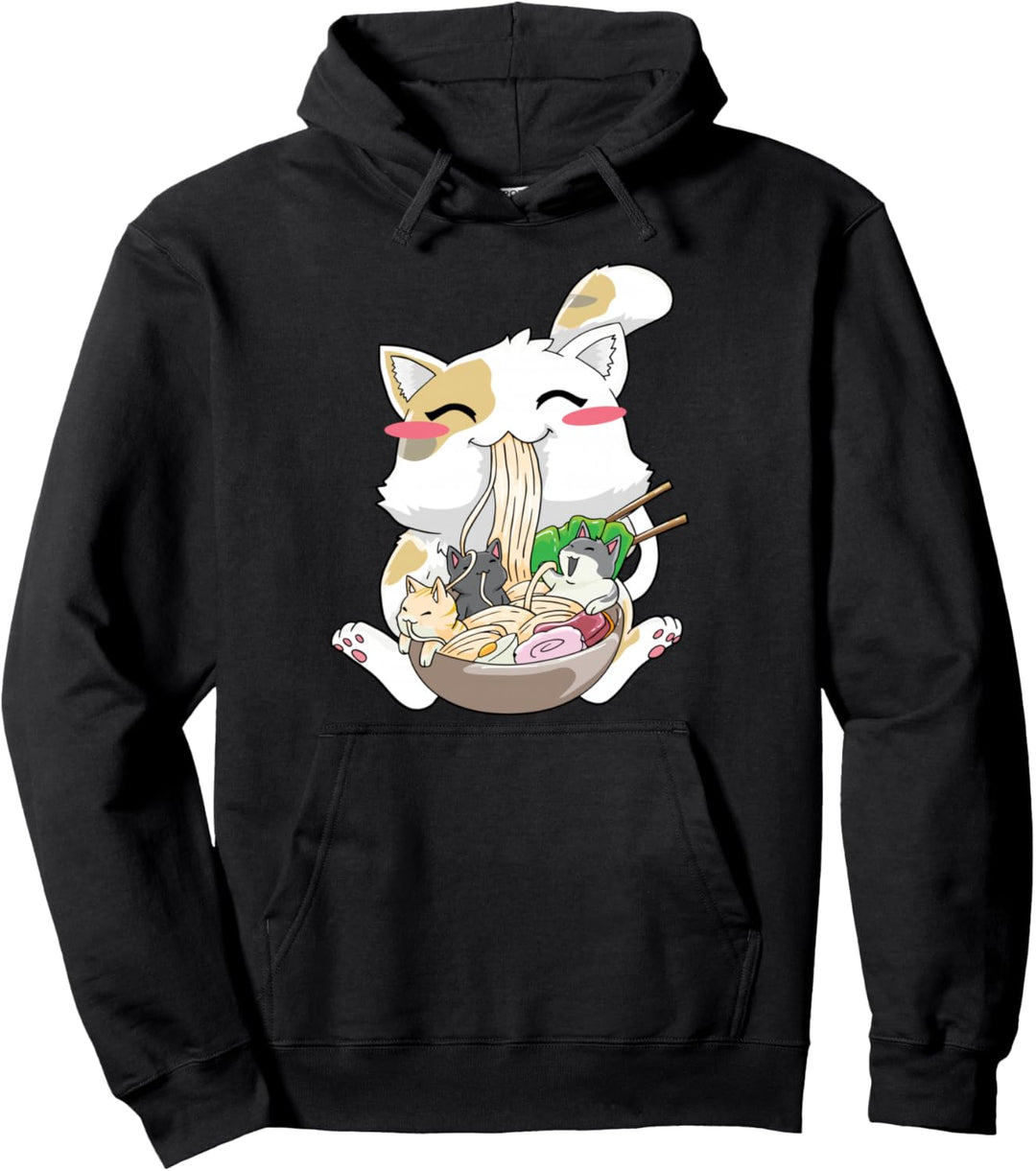 Kawaii Anime Katze Ramen Japanisch Neko Pullover Hoodie