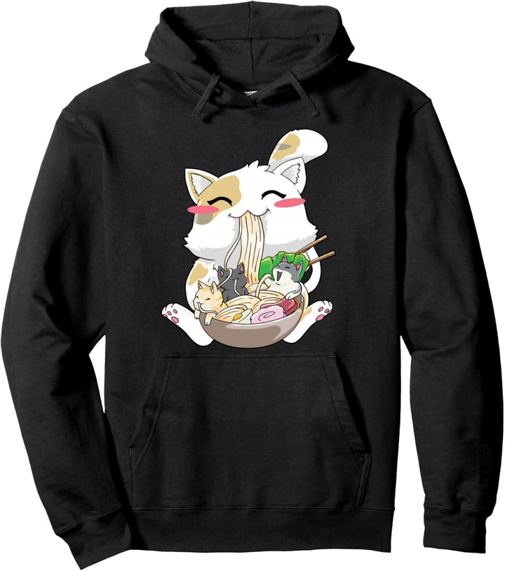 Kawaii Anime Katze Ramen Japanisch Neko Pullover Hoodie