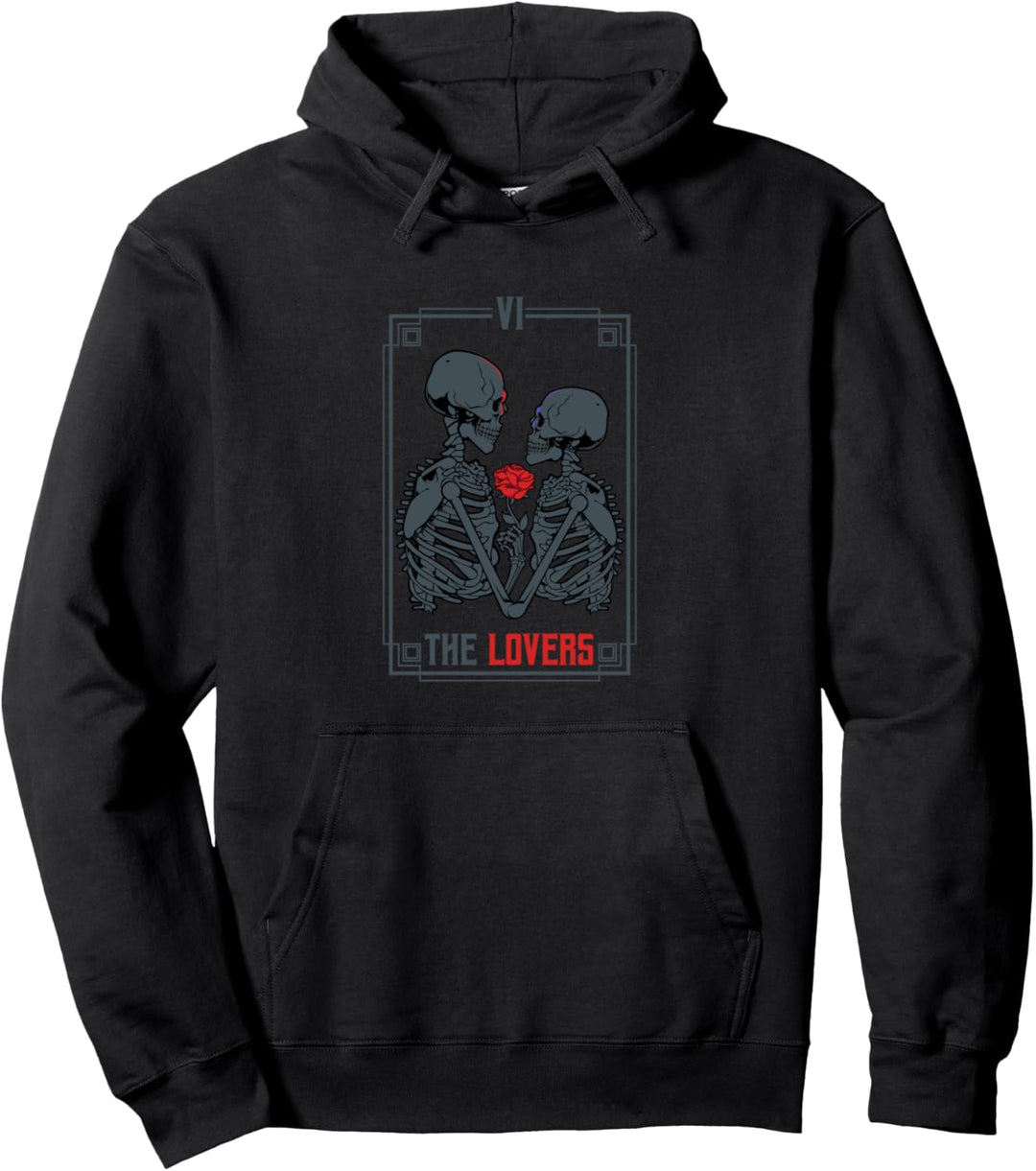 Vintage Tarot Card Astrology Skeleton Skull Horror Retro Pullover Hoodie