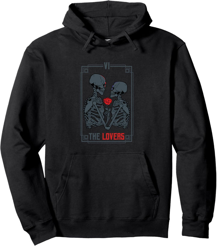 Vintage Tarot Card Astrology Skeleton Skull Horror Retro Pullover Hoodie