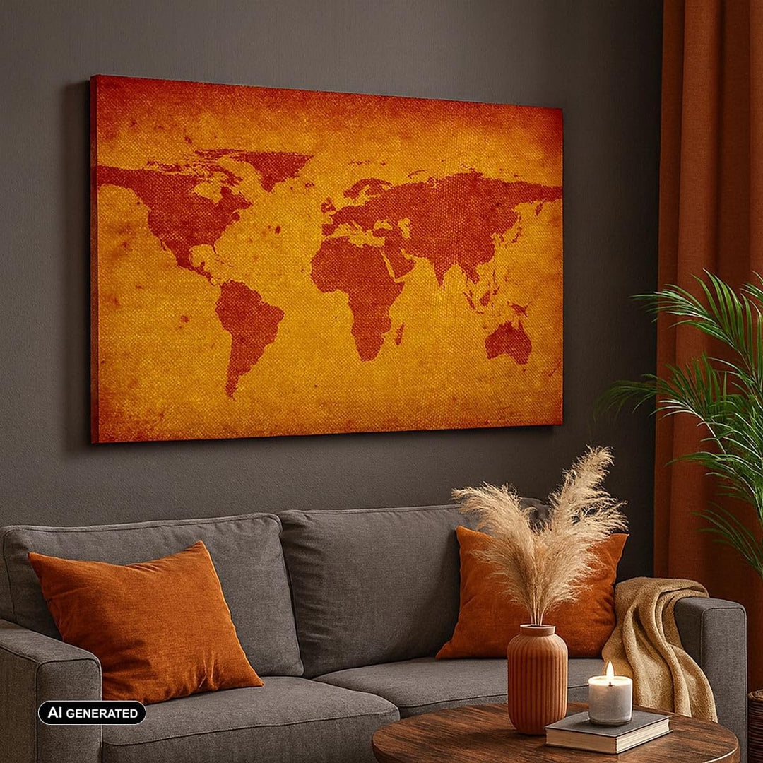Bilder auf Leinwand Alte Karte Kontinente Reisen Welt Leinwandbild 70x50cm Wandbilder Dekoration Woh