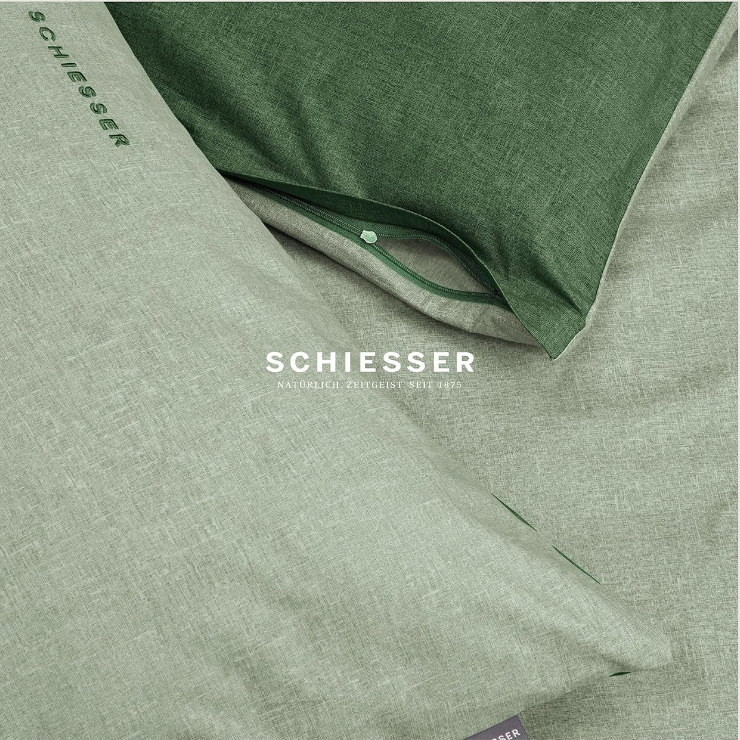 Schiesser Wende-Bettwäscheset Doubleface in angenehm glatter Renforcé Qualität, Made IN Green, Farbe
