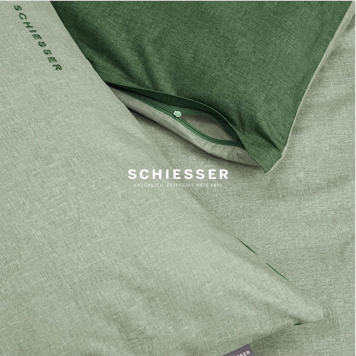 Schiesser Wende-Bettwäscheset Doubleface in angenehm glatter Renforcé Qualität, Made IN Green, Farbe