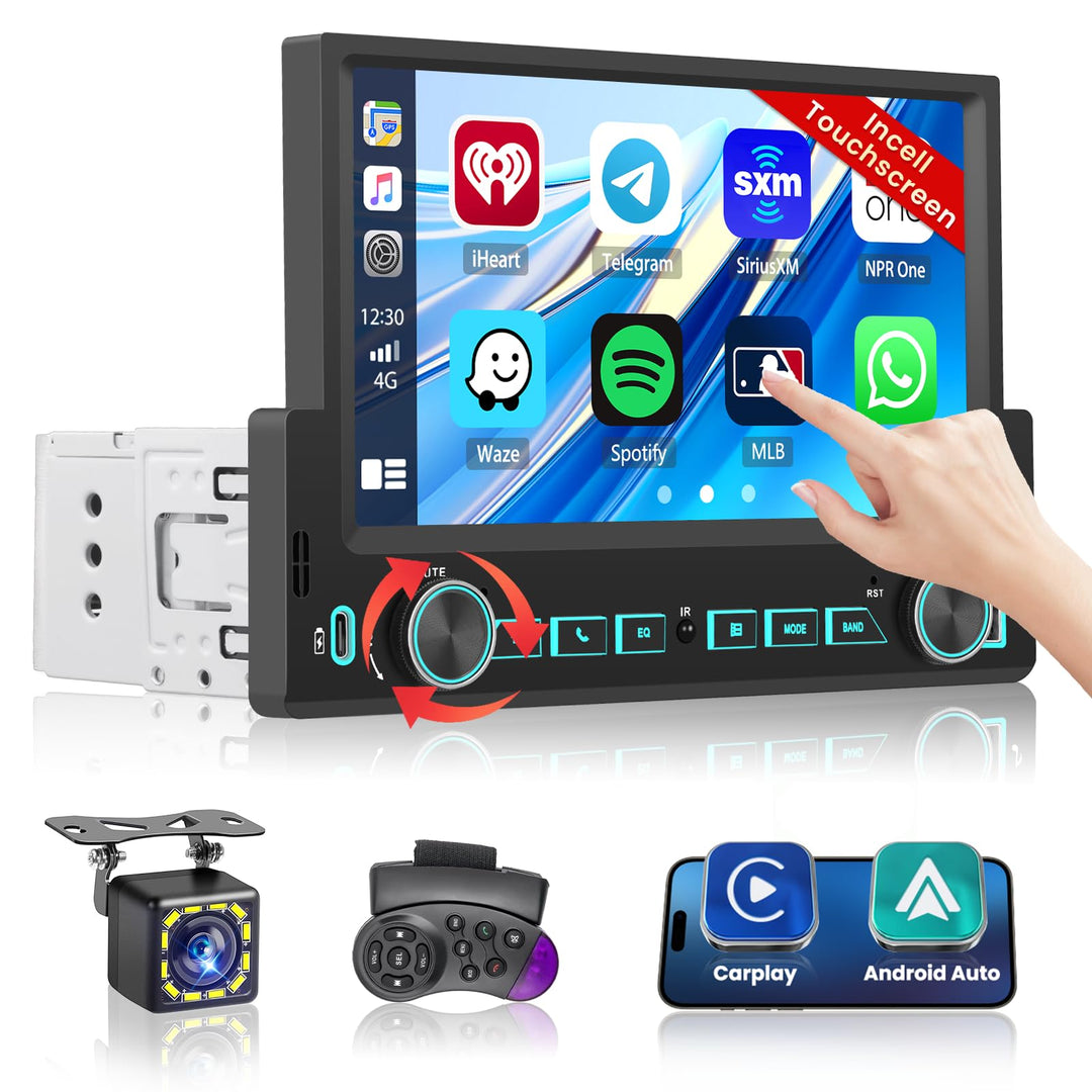 Hikity Autoradio Bluetooth 1 DIN Stereo Auto Bluetooth kompatibel mit Wireless CarPlay & Android Aut
