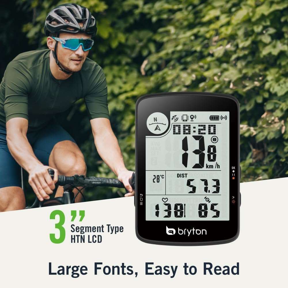Bryton Rider 17 3,0 Zoll LCD Bildschirm Drahtloses GPS Fahrradcomputer, kompatibel mit Fahrrad Radar
