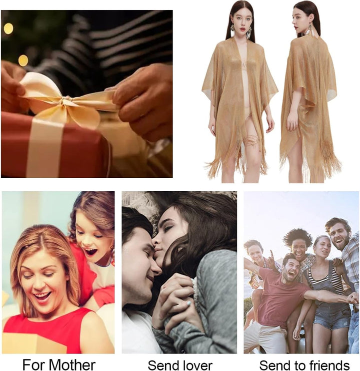 Strick Schal Wrap für Frauen, Rand Gestrickte Poncho Strickjacke für Party, Damen Winter Quasten Sch