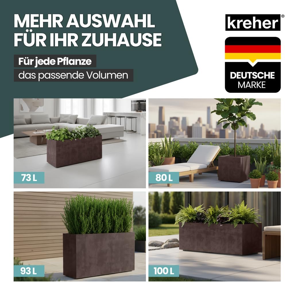 Kreher XL Pflanzkasten Millennium in verschiedenen Formaten und Farben. Tolle Naturstein Optik in Br