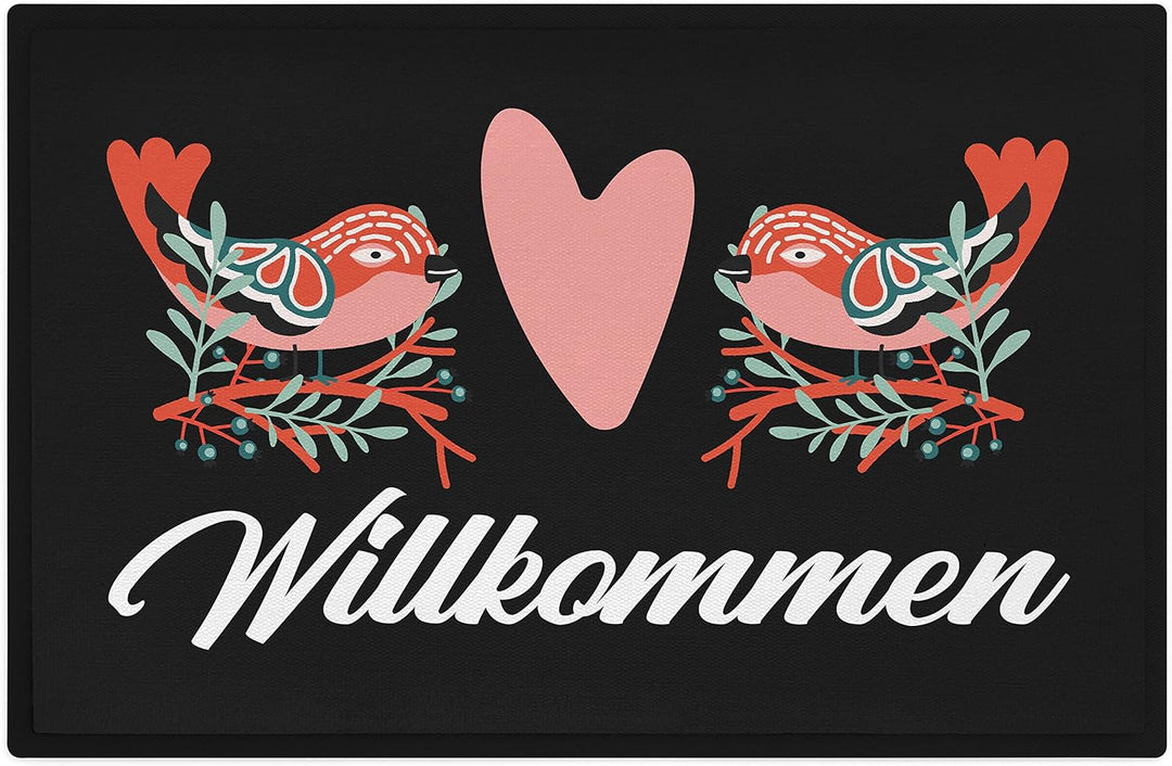 Trendation - Willkommen Vogel Grafik Fussmatte Geschenk Schöne Fussmatte Aussen und Innenbereich 60x