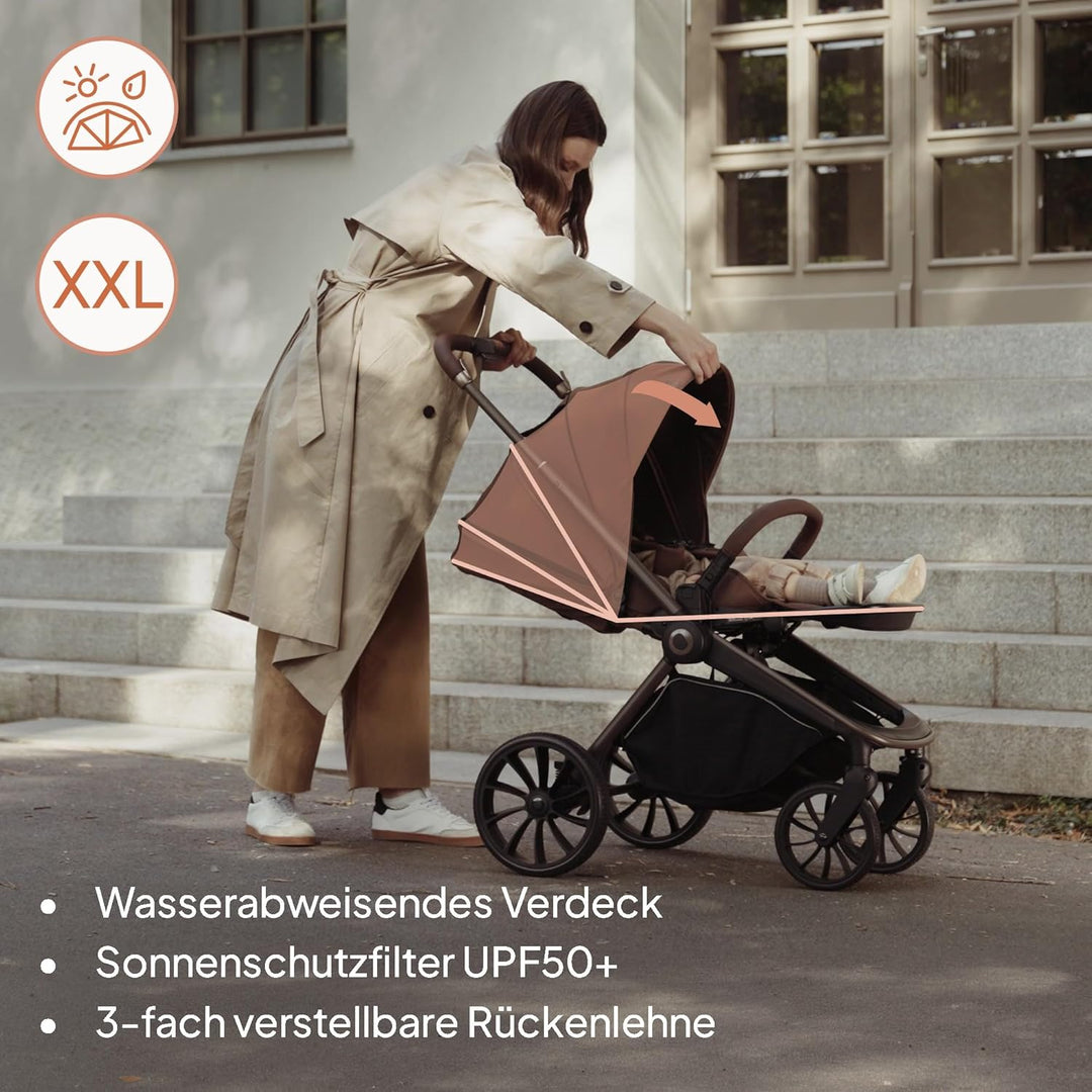 Lionelo MIKA PLUS Kinderwagen 6-48 Monate bis 22 kg, Verstellbare Rückenlehne und Fussstütze, Federu