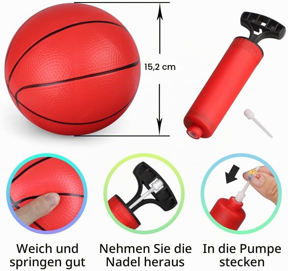 Mini Basketballkorb Basketball Reifen für Kinder Erwachsene, über Tür Basketball Reifen mit 3 Gummib