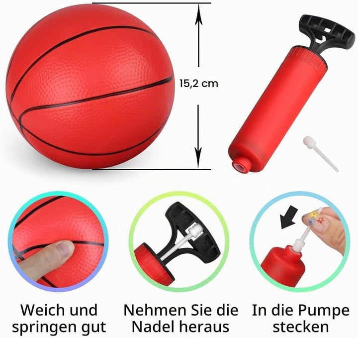 Mini Basketballkorb Basketball Reifen für Kinder Erwachsene, über Tür Basketball Reifen mit 3 Gummib