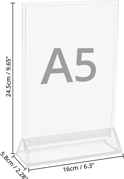 Kurtzy Tischaufsteller A5 (12er Pack) 16 x 24,5cm - Klarer Kunststoff - Doppelseitige Vertikale Plas