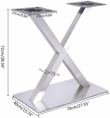 SHZICMY Tischbeine Metall Tischgestell Tischkufen X-Form Tischfuss Silber Edelstahl Untergestell Höh