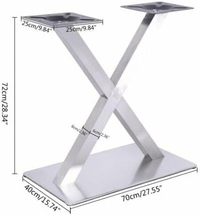 SHZICMY Tischbeine Metall Tischgestell Tischkufen X-Form Tischfuss Silber Edelstahl Untergestell Höh