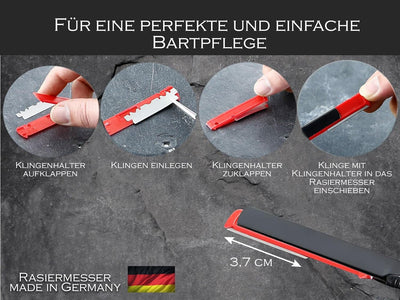 Solinger Rasiermesser Rasier-Set für Männer mit Wechselklingen Made in Germany Bartpflege Messer mit