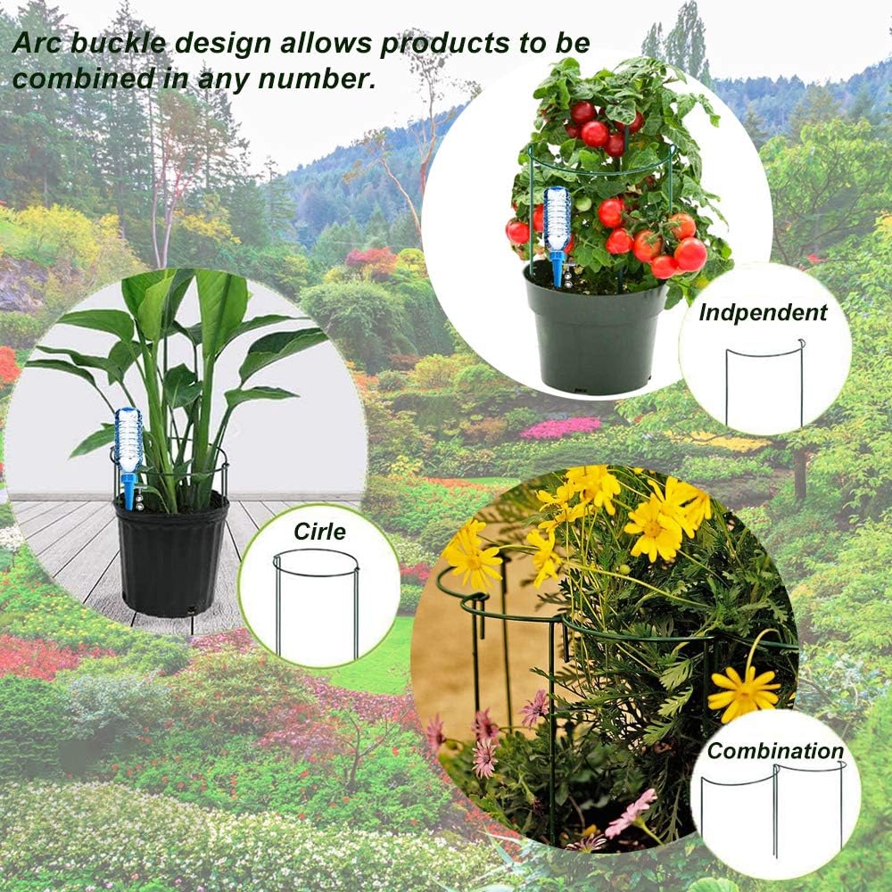 KAZITOO 12 Stück Metall Halbrunde Garten Pflanzenhalter, Metallblumenstützen Ringkäfig-Gartenrand mi