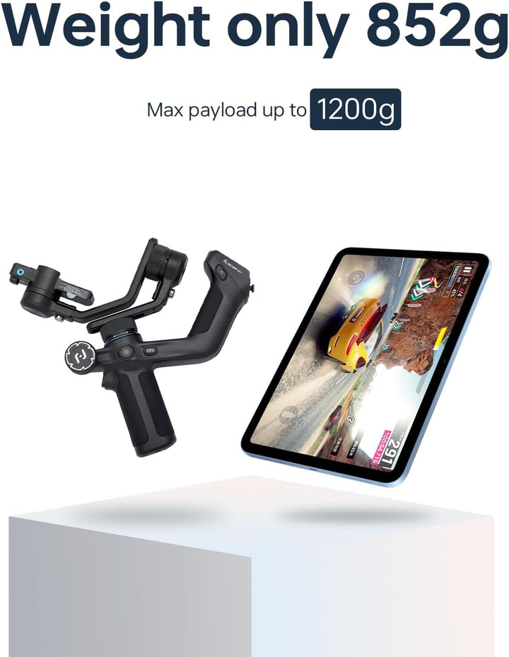 Feiyu SCORP Mini 2 Kit – AI-Tracking 3-Achsen Kamera Gimbal Stabilisator für spiegellose Kameras, Ac