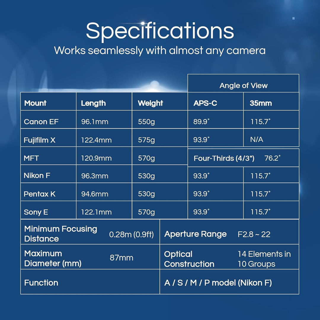 Rokinon FE14M-E 14 mm F2.8 Ultra Wide Objektiv für Sony E-Mount und Festobjektiv für andere Kameras