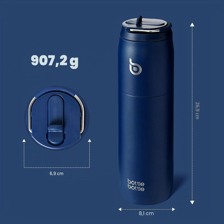 bottlebottle BOTTLE BOTTLE Isolierte Wasserflasche Edelstahl 32oz(946ml) mit Strohhalm Griff für Spo