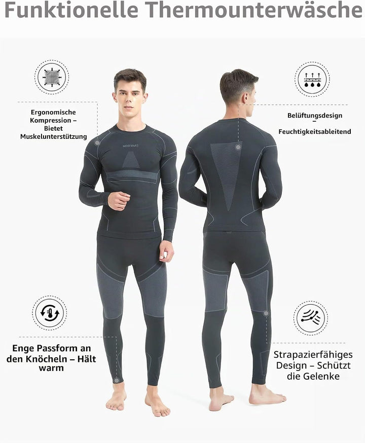 NOOYME Thermounterwäsche Herren Atmungsaktiv Thermoaktiv Funktionswäsche Herren Funktionsunterwäsche