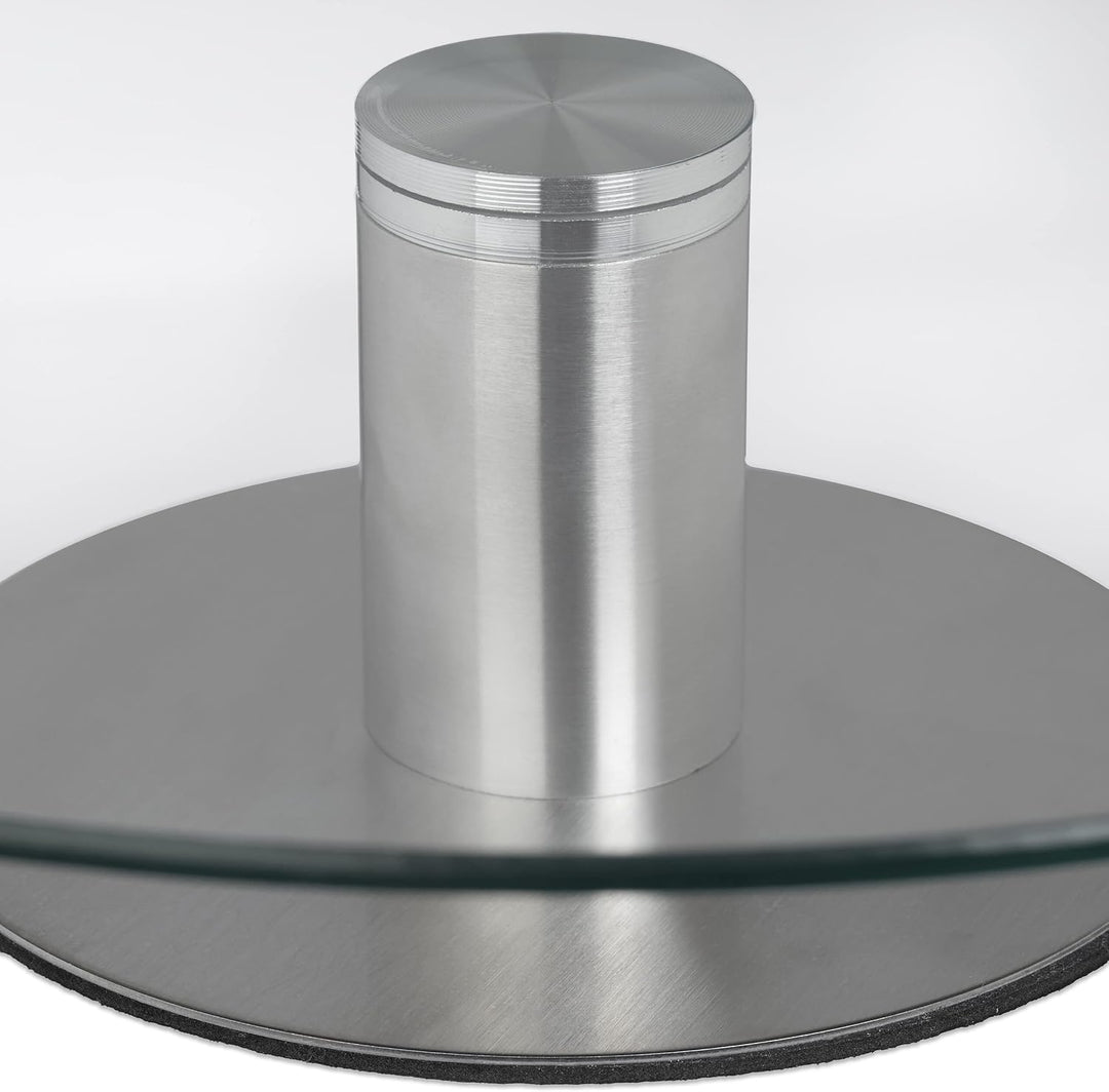 Relaxdays Tortenplatte mit Fuss, 2er Set, drehbar, ∅ 30 cm, zum Servieren, runde Kuchenplatte Glas,