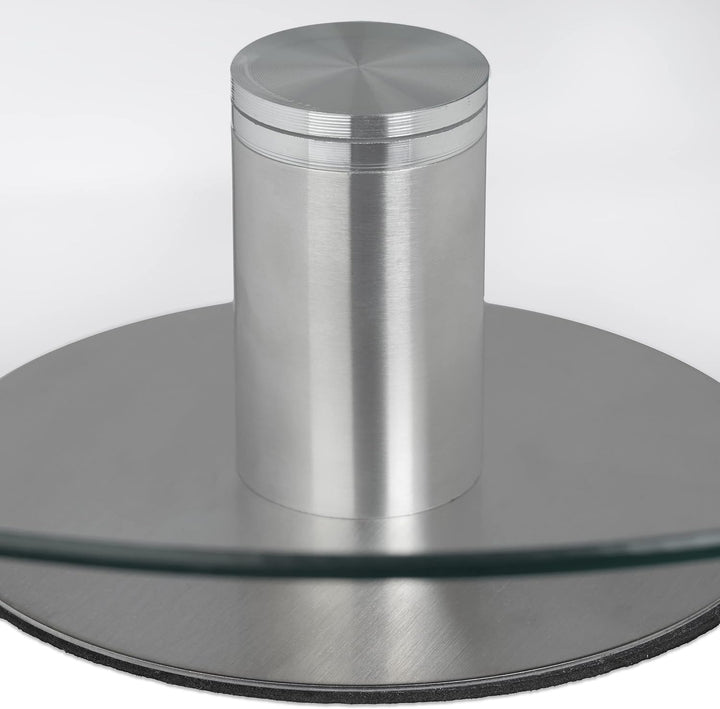 Relaxdays Tortenplatte mit Fuss, 2er Set, drehbar, ∅ 30 cm, zum Servieren, runde Kuchenplatte Glas,