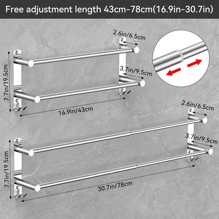Handtuchhalter Ausziehbar 43-78CM ohne Bohren Edelstahl doppelt handtuchstange Bad Wand kleben badet