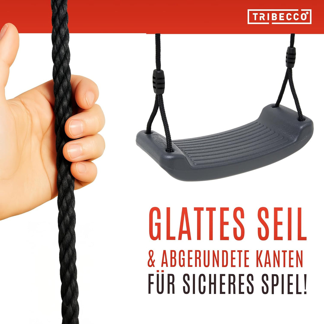 Schaukel Sitz Anti-Rutsch Kunststoff-Schaukel Schaukelbrett (Anthrazit) Verstellbarer Seilaufhängung