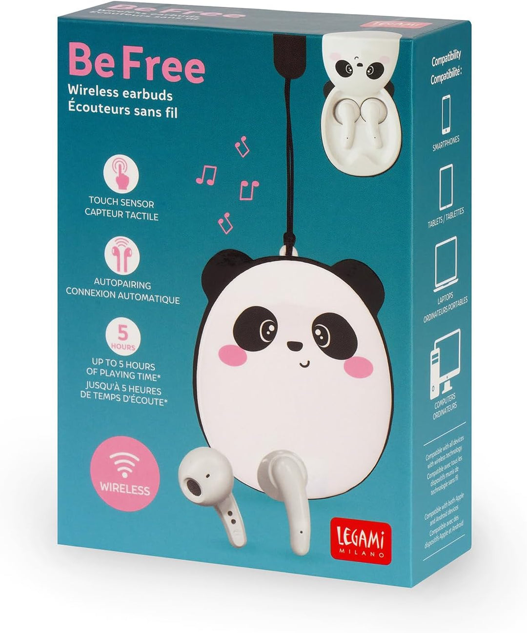 LEGAMI - Bluetooth-Kopfhörer, Panda-Thema, Kabellose Kopfhörer, Automatische Verbindung iOS und Andr