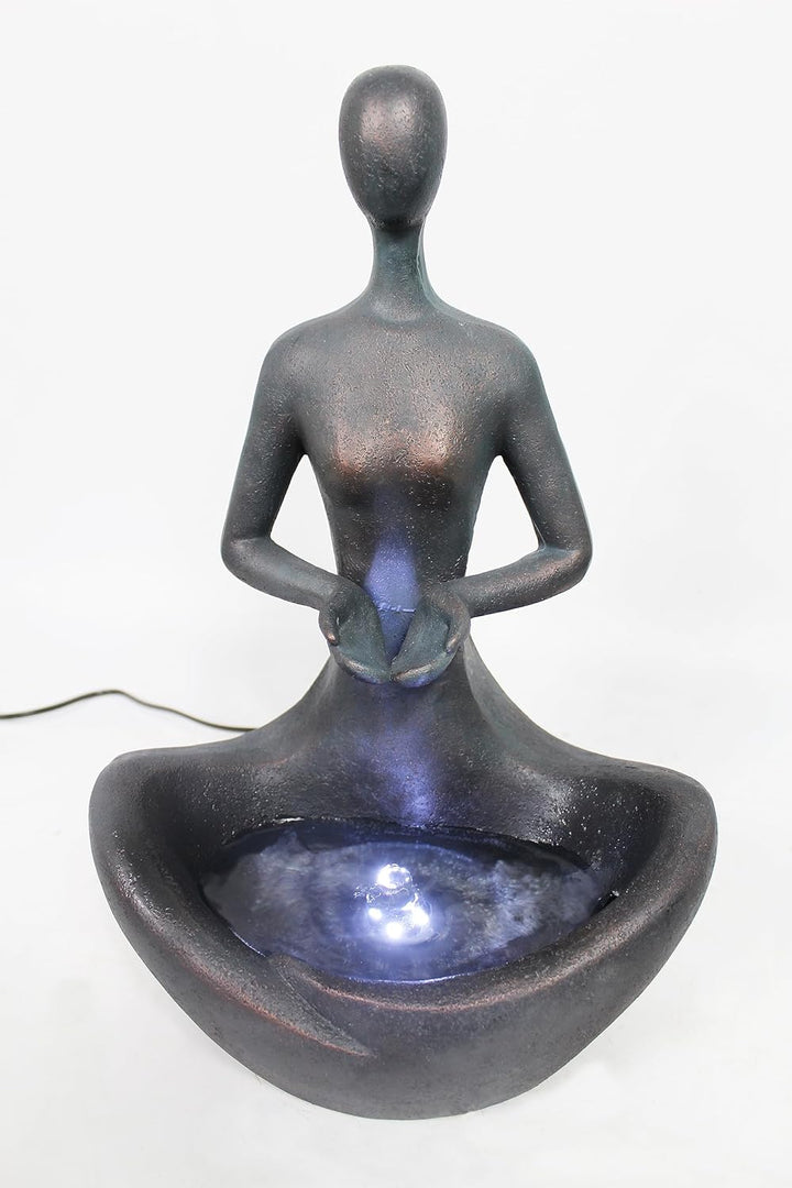 Yoga Brunnen mit LED Beleuchtung Zimmerbrunnen Tischbrunnen Gartenbrunnen Heilstein Zen Springbrunne
