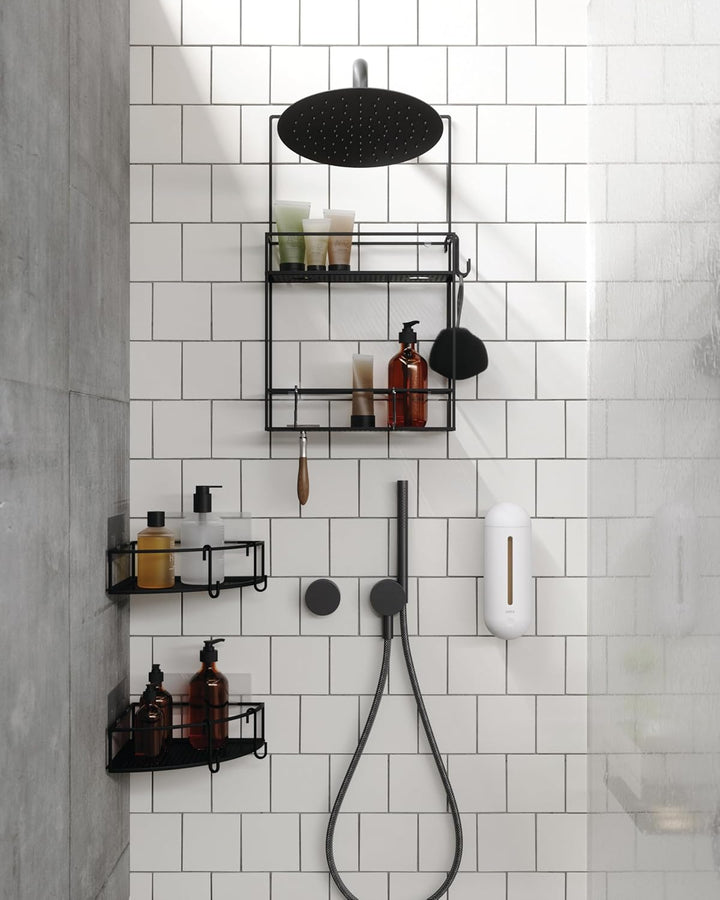 Umbra Cubiko Eckregale, Duschablage ohne Bohren mit Haken, Schwarz, 2er-Set Schwarz Eckregal, Schwar