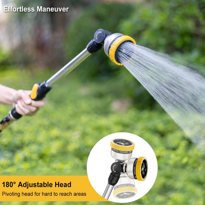 FANHAO Garten Giessstab Metall, 45cm Lang Gartenbrause mit Daumensteuerung, 180° schwenkbaren Kopf S