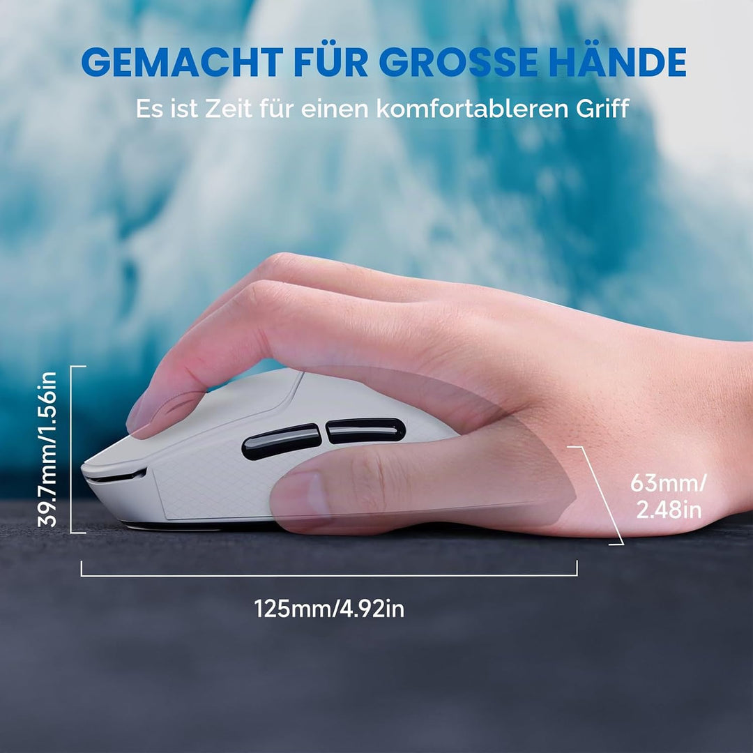 ATTACK SHARK X8 Serie Kabellose Gaming-Maus, 55–65 g Superleicht, PixArt PAW3395/3950 Sensor, BT/2.4