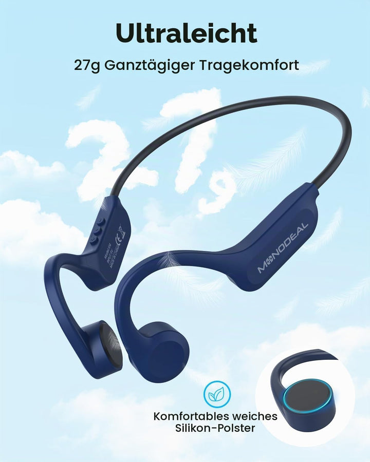 MONODEAL Knochenschall Kopfhörer Bluetooth 5.3 Open Ear Kopfhörer, Typ-C Ladeanschluss, IPX6 wasserd