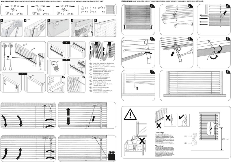 Deco Company Alu-Jalousie ohne Bohren, Zum Klemmen, Inkl. Klemmträgern, Sichtschutz, Lichtschutz, Bl