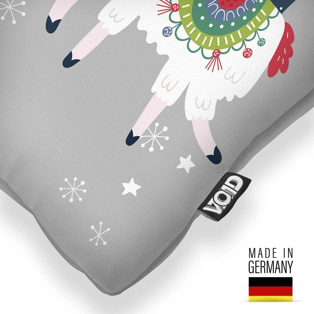 VOID Lamas Weihnachten grau Kissenbezug Kissenhülle Sofakissen Kissen Deko Weihnachten Winter Weihna