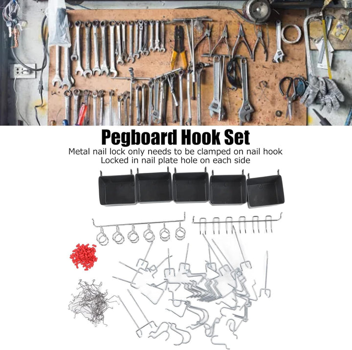 Pegboard Haken Sortiment, Pegboard Zubehör Organizer Kit 114Pcs Universal für Werkbank zur Aufbewahr