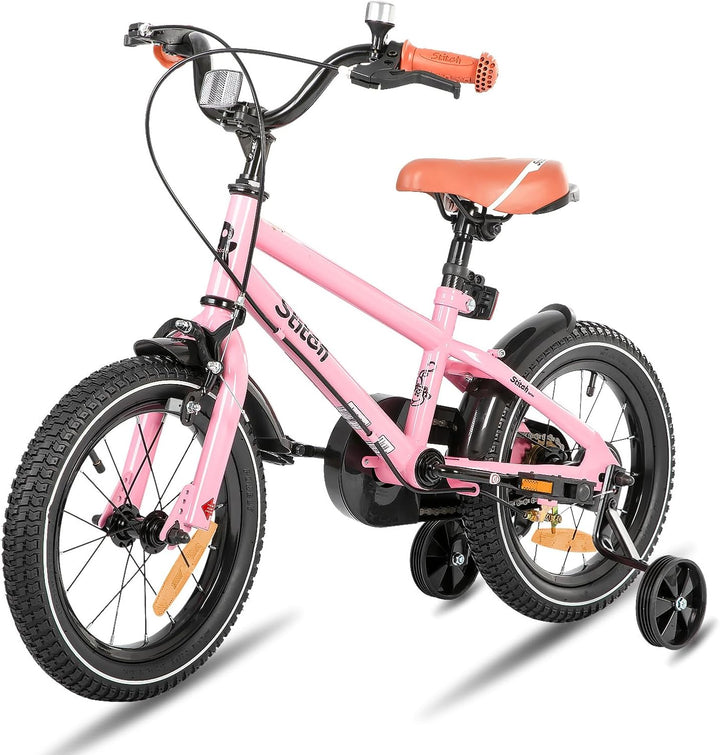 STITCH Kinderfahrrad für 3-9 Jahre Mädchen &amp; Jungen, 14/16/18 Zoll Kinderfahrrad mit Stabilisatoren