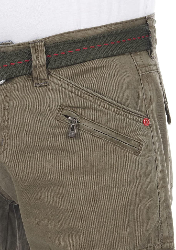 Timezone Herren Cargo Jeans Hose BenitoTZ Loose Fit Cargohose Stoffgürtel 100% Baumwolle Basic Tasch