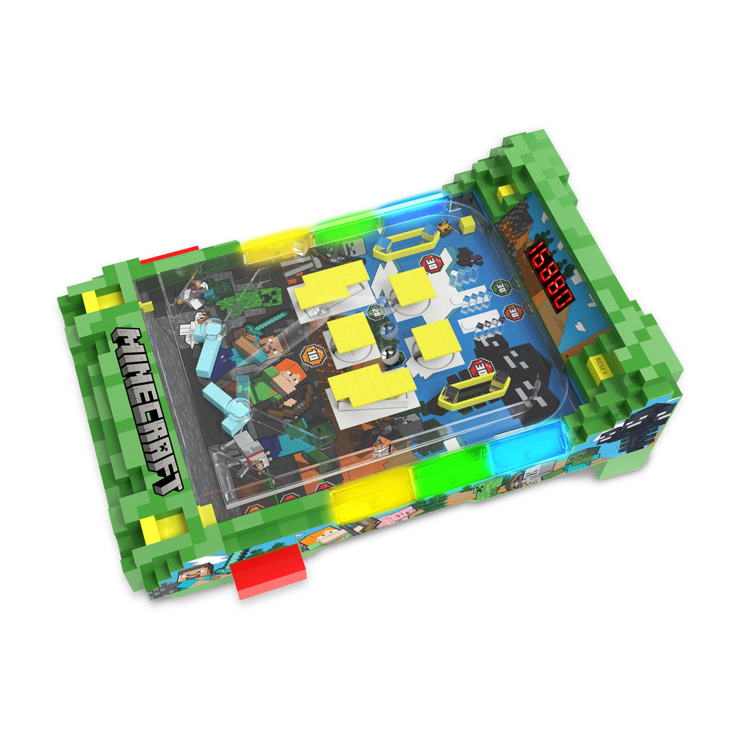 Minecraft Arcade Pinball – Overworld Edition mit vibrierenden Bumpern und LED-Punkteanzeige, elektro