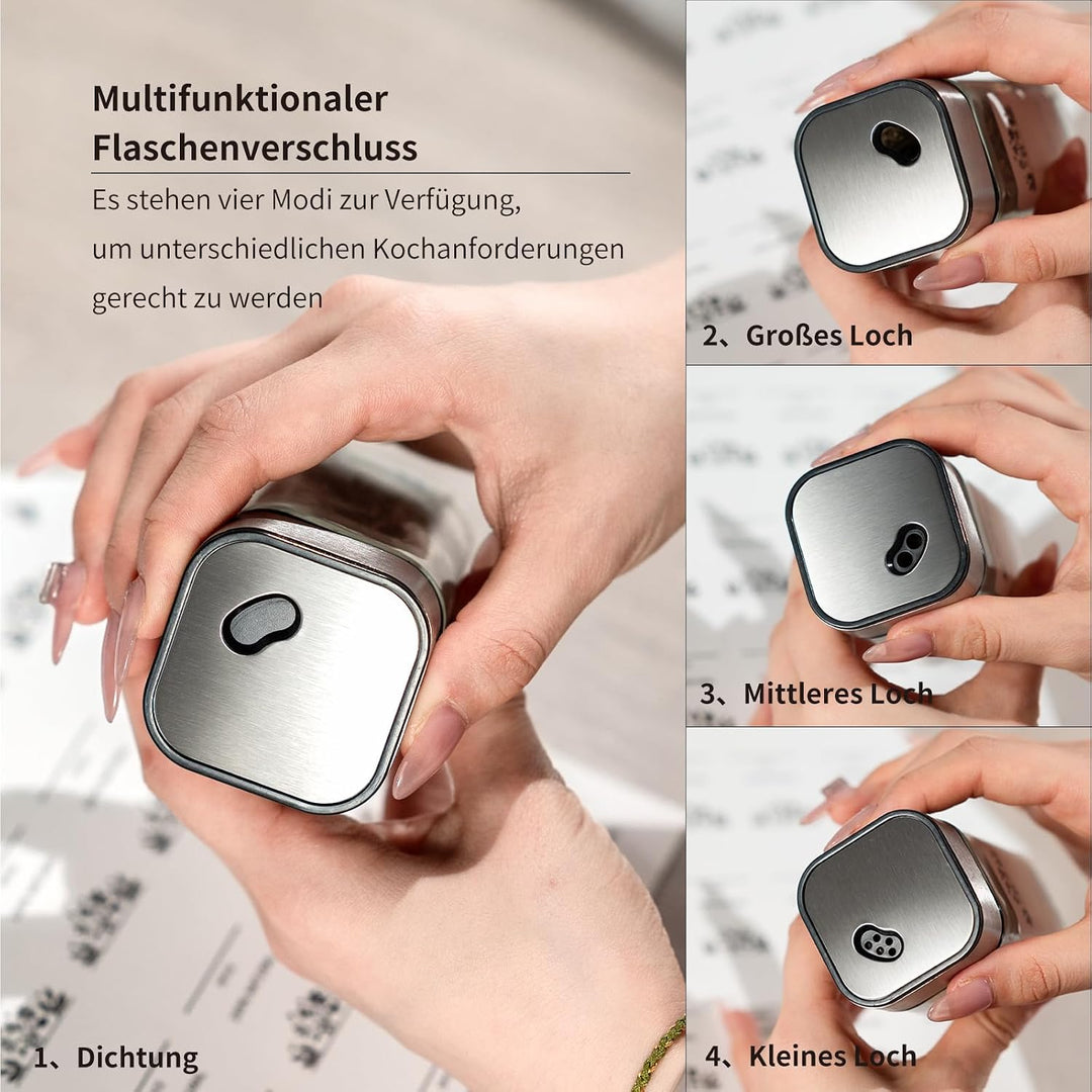 12 Gewürzgläser Eckig,120ML Gewürzdosen Set mit Streueinsatz,Gewürzstreuer mit Drehdeckel-Starke Ver