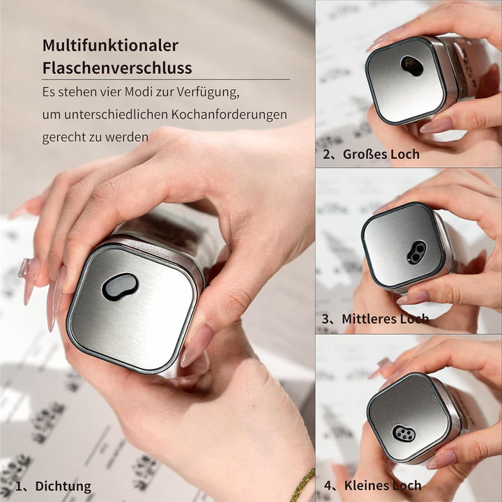 12 Gewürzgläser Eckig,120ML Gewürzdosen Set mit Streueinsatz,Gewürzstreuer mit Drehdeckel-Starke Ver