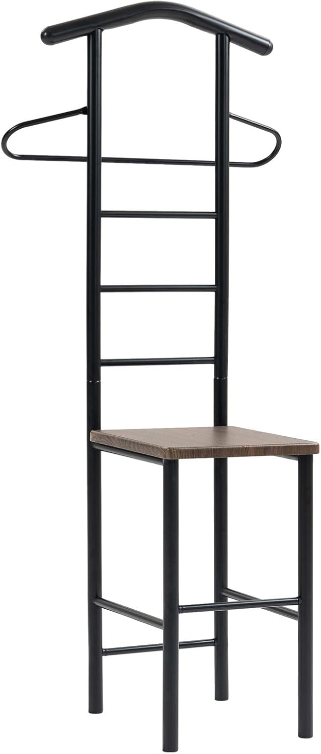 Herrendiener JIVO 2er Set, schwarz/braun – stummer diener mit ablage aus Metall und MDF, kleiderstän