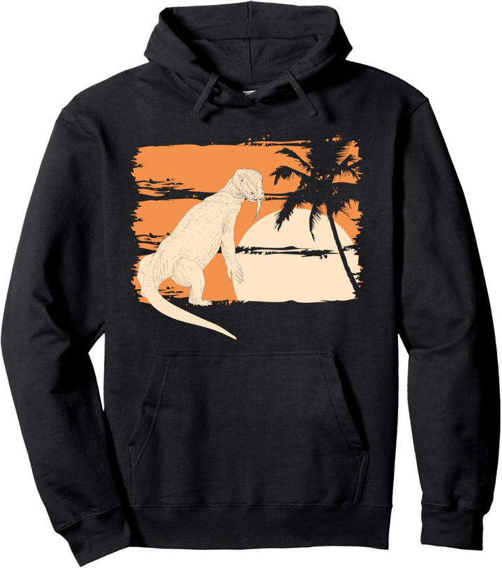 Indonesien Reptil Echse Waran Sonnenuntergang Komodowaran Pullover Hoodie