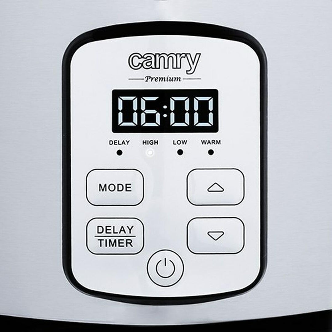 Camry Langsamkocher mit 4,7 l Fassungsvermögen, Keramiktopf, Deckel aus gehärtetem Glas, Warmhaltefu