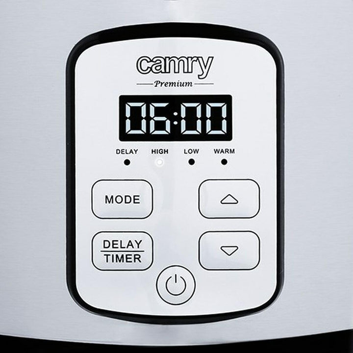 Camry Langsamkocher mit 4,7 l Fassungsvermögen, Keramiktopf, Deckel aus gehärtetem Glas, Warmhaltefu