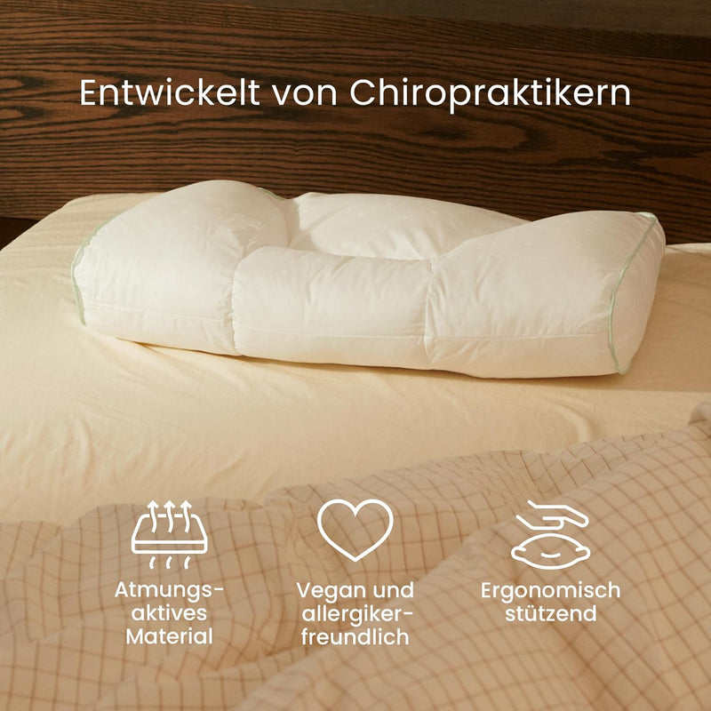 FOSSFLAKES Nordic Sleep by Chiropractic - Nackenstützkissen mit Bezug, die Ultimative Lösung für Nac