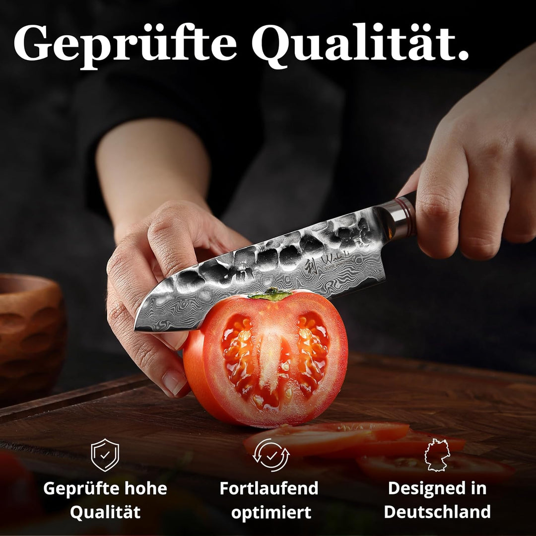 Wakoli Ebo Damastmesser kleines Santoku Messer extrem scharfe 12 cm Klinge aus 67 Lagen I Damast Küc